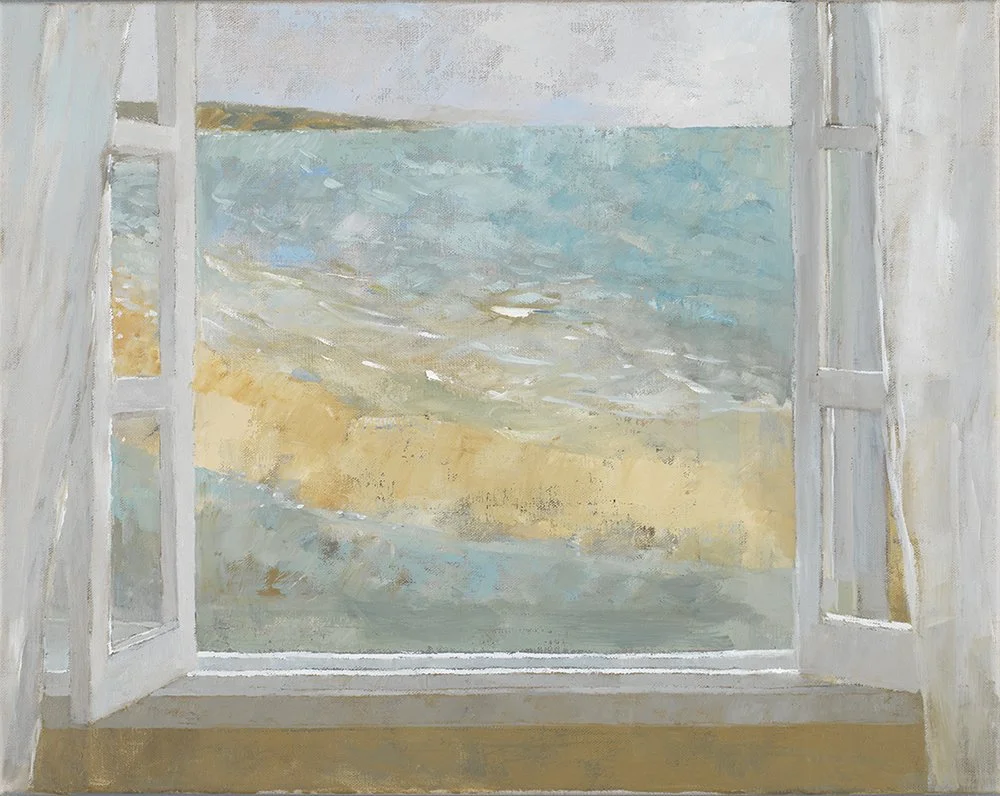 View from the Blue House, Tenby (2023, Oil on linen. Available from Town House Spitalfelds.)
