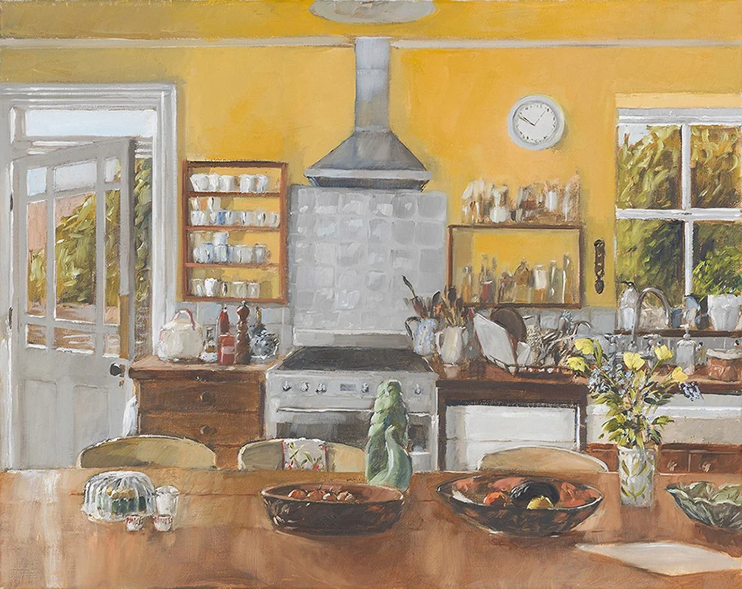 North London Kitchen, Still Life (2025, 16x20", oil on linen. Exhibited and sold 'Falling Light' Town House Spitalfields.)