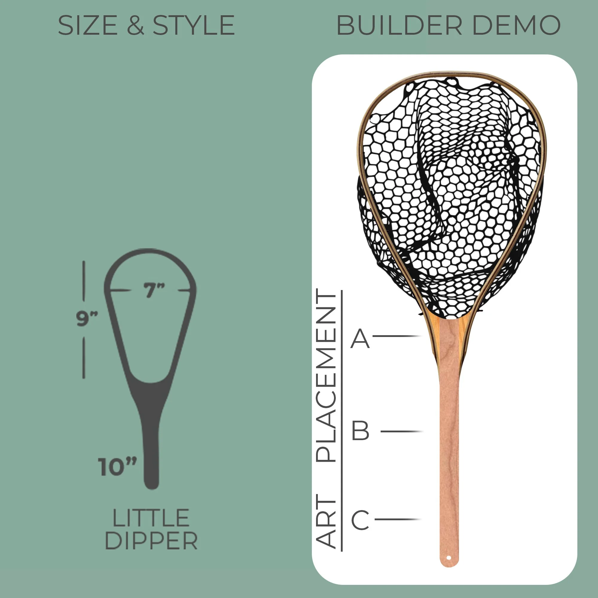 Little Dipper Portrait Custom Handmade Wooden Trout Flyfishing Landing net Made in usa Portrait (Copy) (Copy)