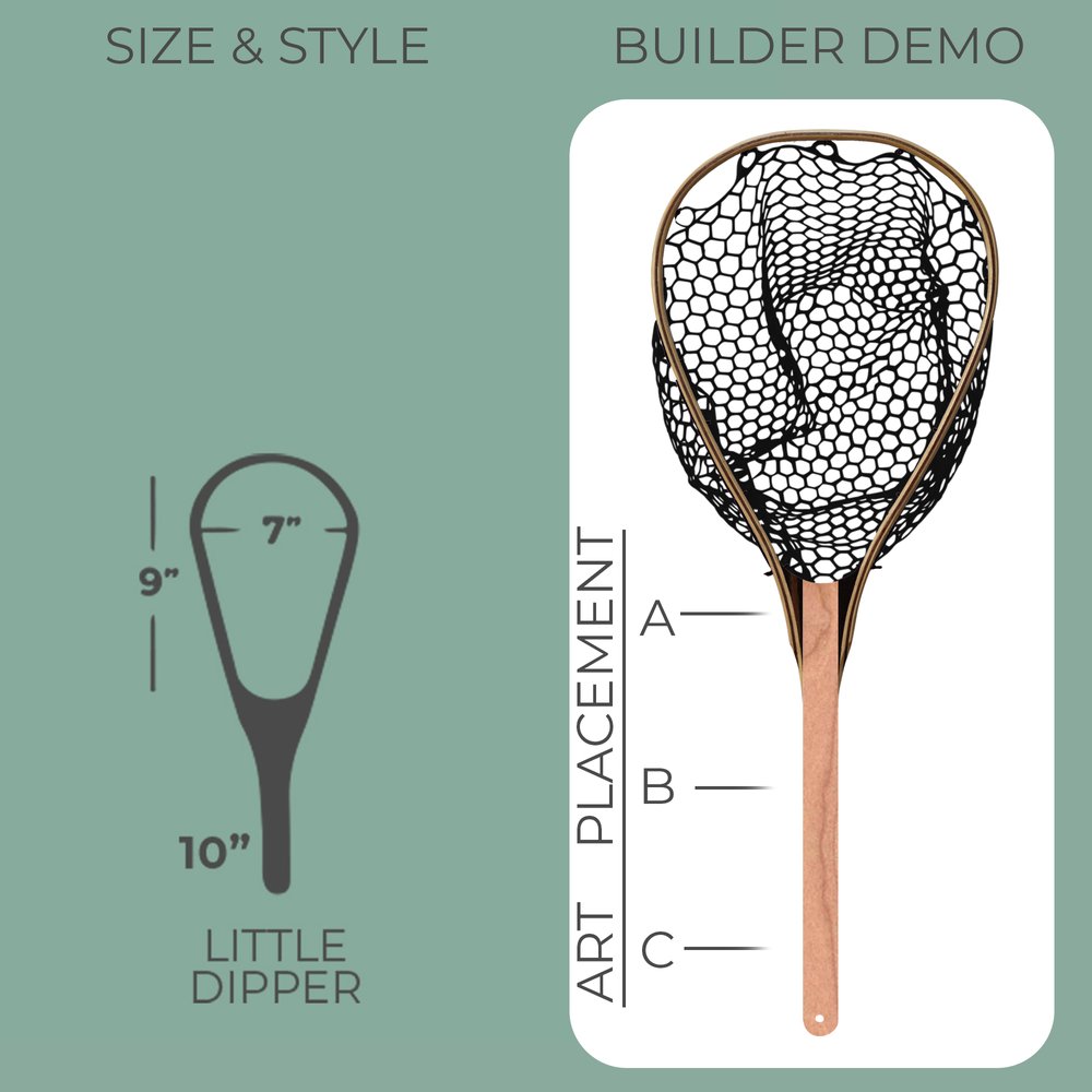 Little Dipper Custom Wood Fly Fishing Net Wood Fly Fishing net -  Handcrafted Custom Fly Fishing net made in the USA