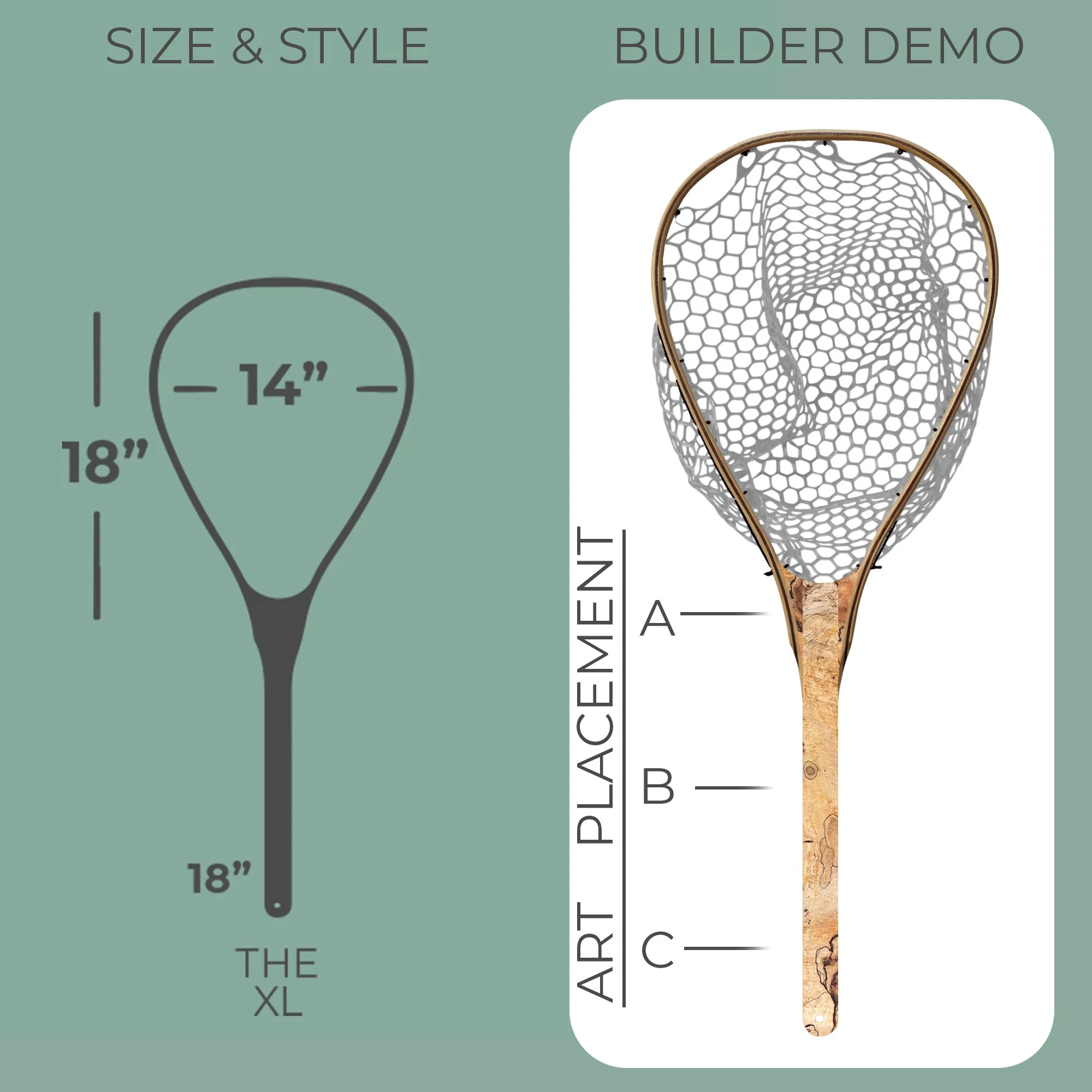 The XL Steelhead Custom Wood Fly Fishing Net Wood Fly Fishing net