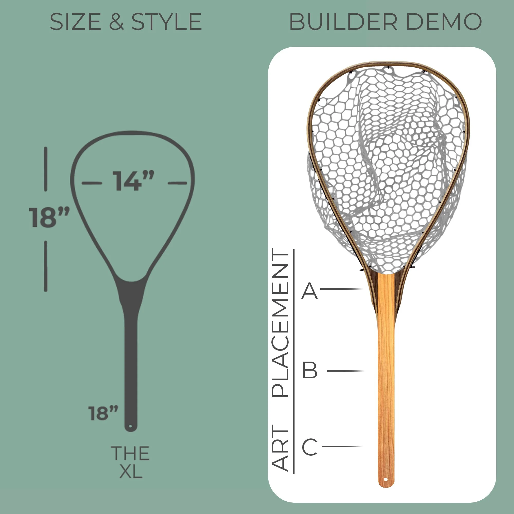 The XL Steelhead Custom Wood Fly Fishing Net Wood Fly Fishing net