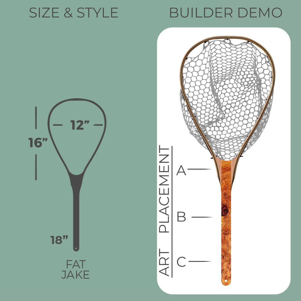 Engraved Handmade Landing Nets Fat Jake for trout fly fishing Wood Fly  Fishing net - Handcrafted Custom Fly Fishing net made in the USA