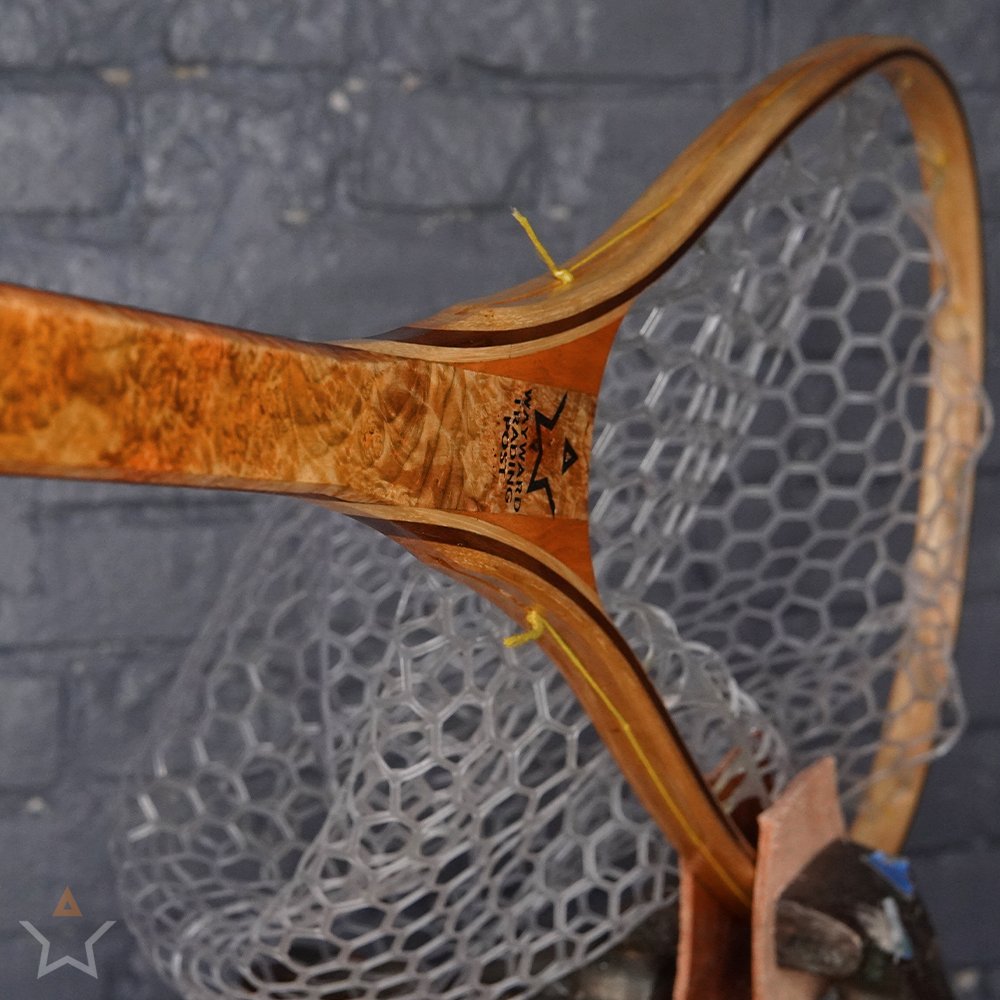 Custom Wooden Trout Flyfishing Landing net made in the usa with