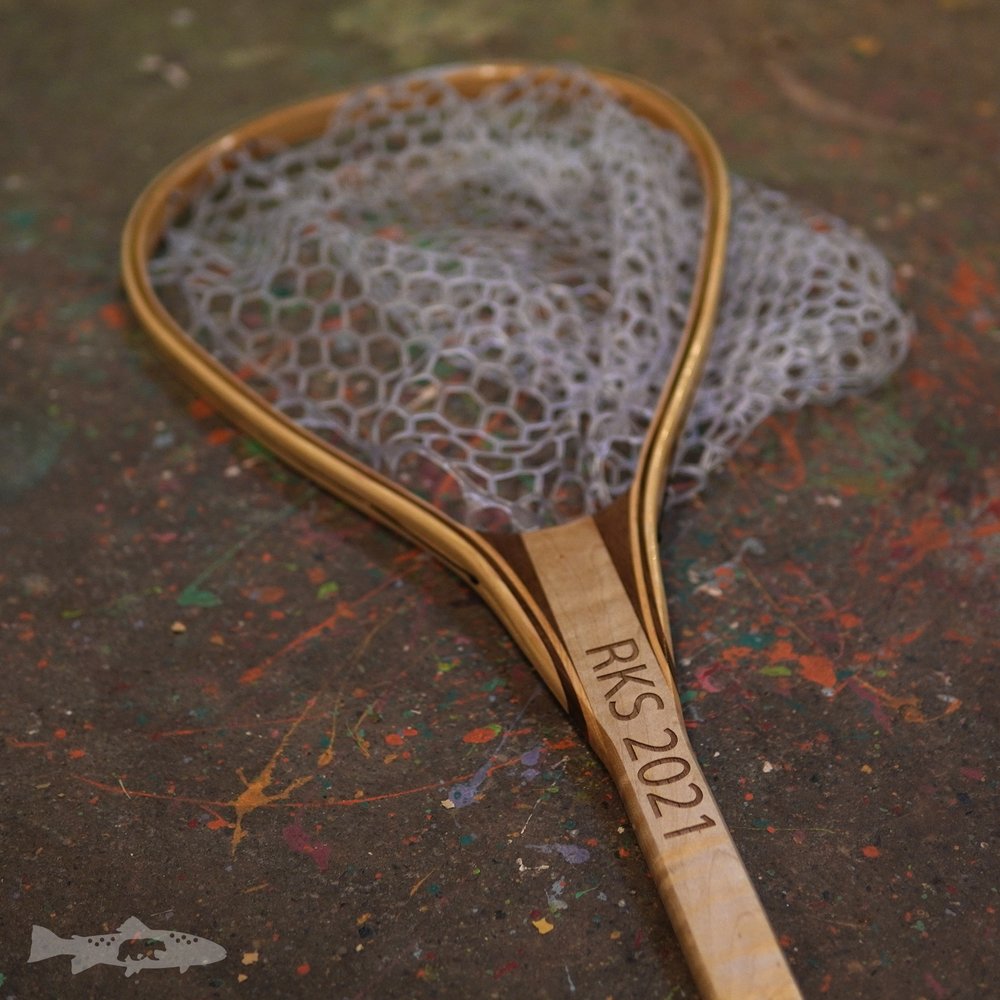 Custom Wooden Trout Flyfishing Landing net made in the usa with trout  engraving Wood Fly Fishing net - Handcrafted Custom Fly Fishing net made in  the USA