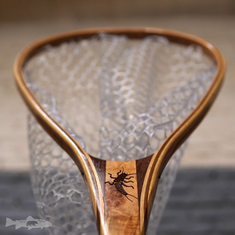 Clear Rubber Replacement Fishing Nets - Small rubber netting -  Circumference: 41” Wood Fly Fishing net - Handcrafted Custom Fly Fishing net  made in the USA
