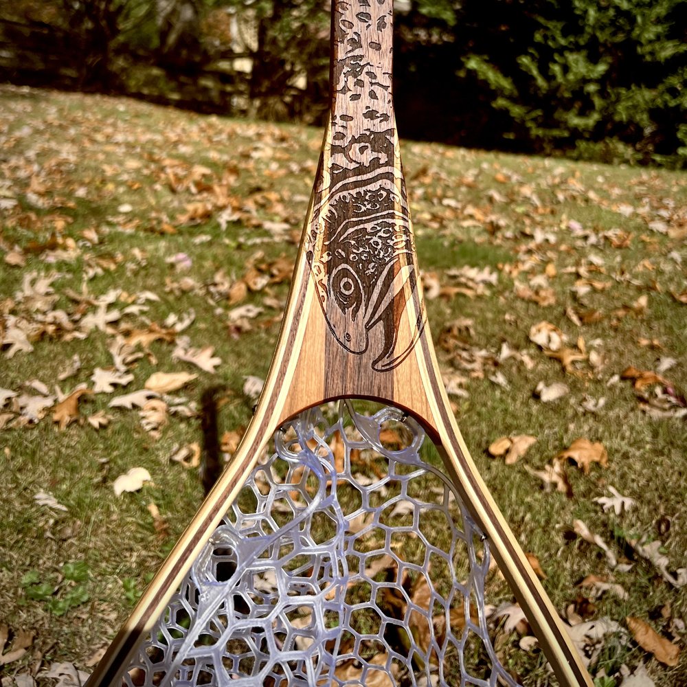 Steal Your Fish Engraved Handcrafted Landing Net - Made in Pennsylvania  Wood Fly Fishing net - Handcrafted Custom Fly Fishing net made in the USA