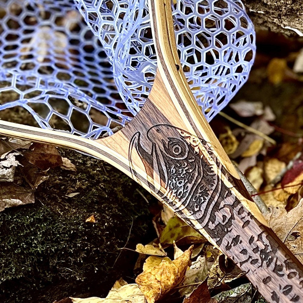 Trout Grip - Engraved Handcrafted Landing Net - Made in Pennsylvania  Holiday Gift Wood Fly Fishing net - Handcrafted Custom Fly Fishing net made  in