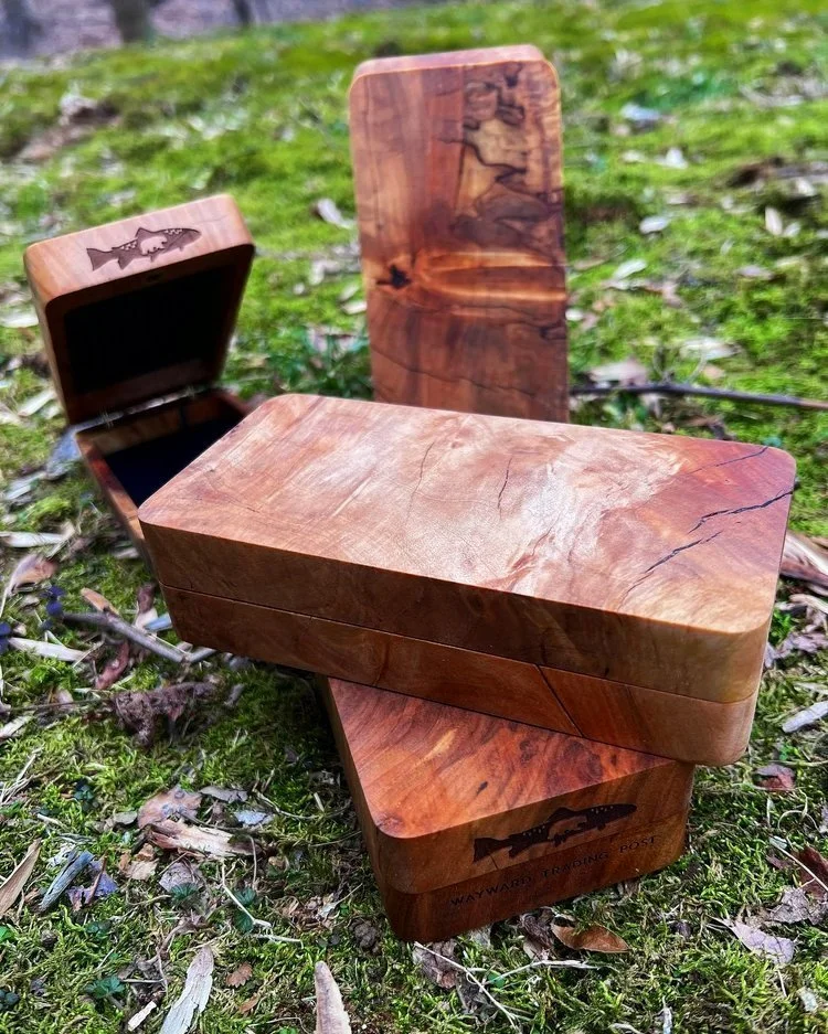 Custom Image Maple Burl Wooden Fly Box Wood Fly Fishing net