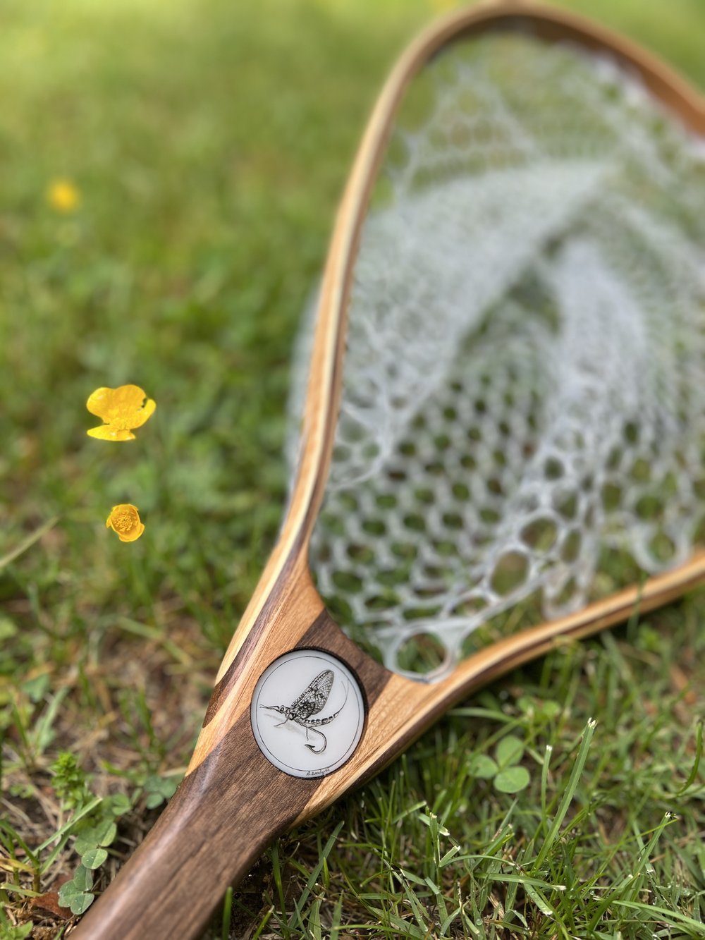 Little Dipper - Object Inlay Wooden hand made fly fishing net Wood Fly  Fishing net - Handcrafted Custom Fly Fishing net made in the USA