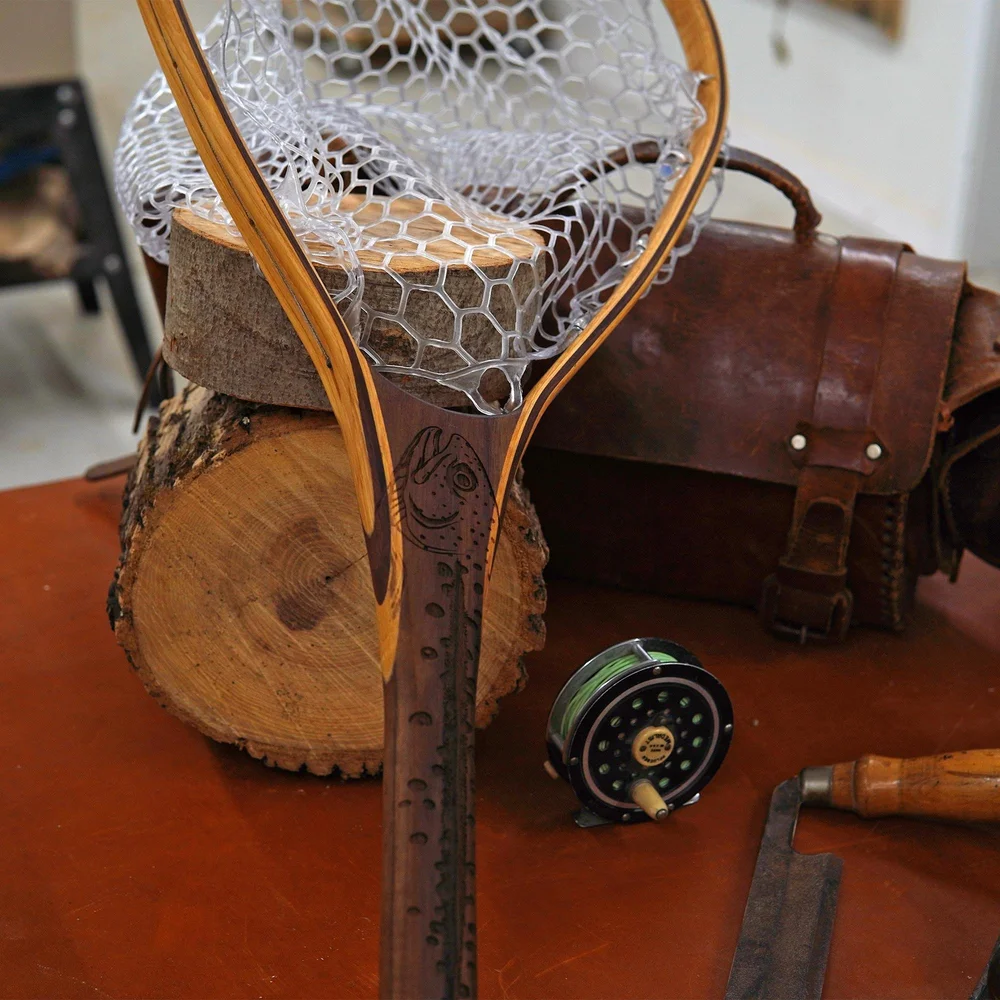 Wayward Makes handcrafted wood landing nets. This is the Fat Jake Rainbow  Trout Wood Fly Fishing net - Handcrafted Custom Fly Fishing net made in the  USA