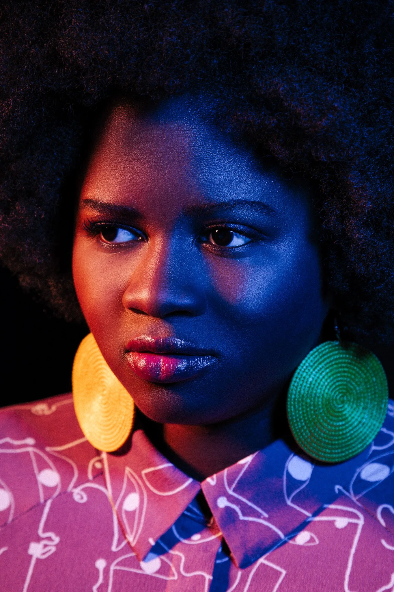Tight colourful portrait of jazz singer Ineza