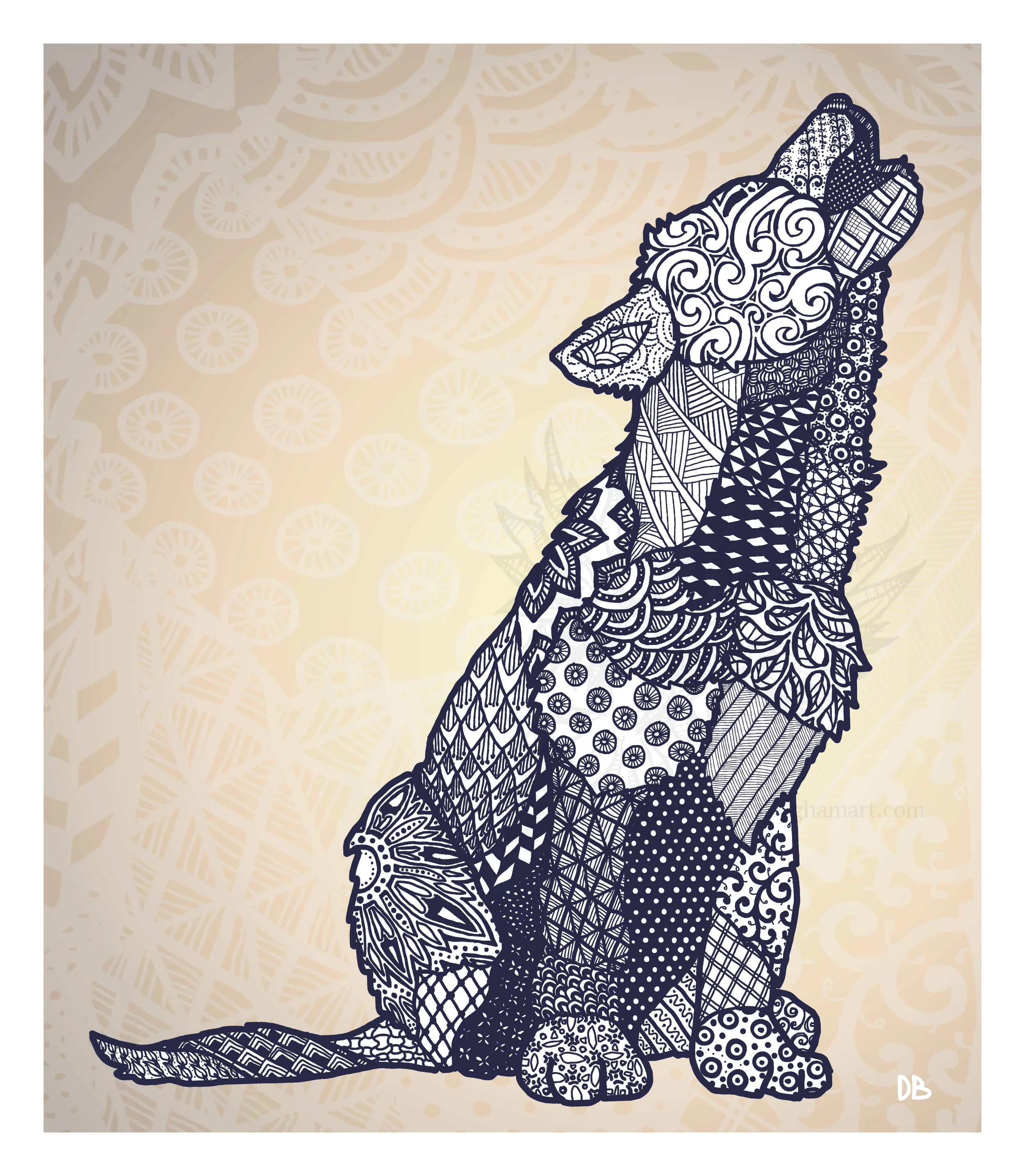 Zentangle Wolf Pup