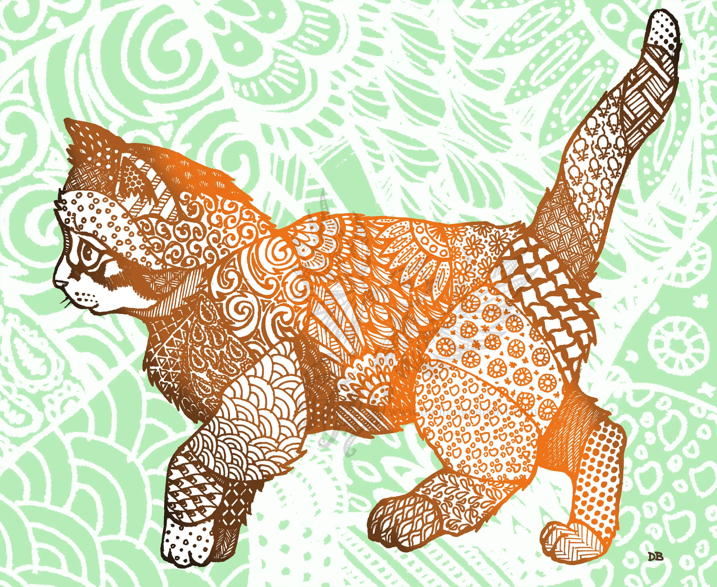 Zentangle Cat Green 1 WATERMARKED.jpg