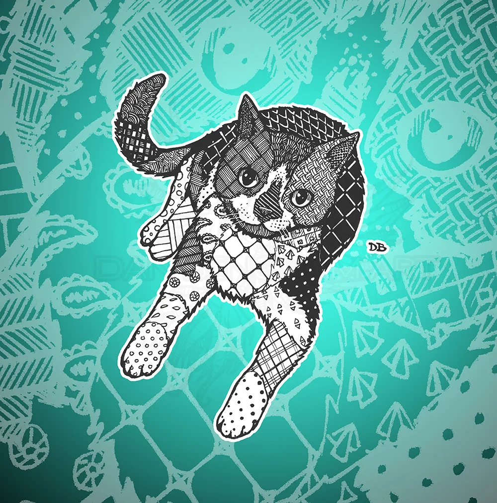 Zen Cat Pet Portrait Commission