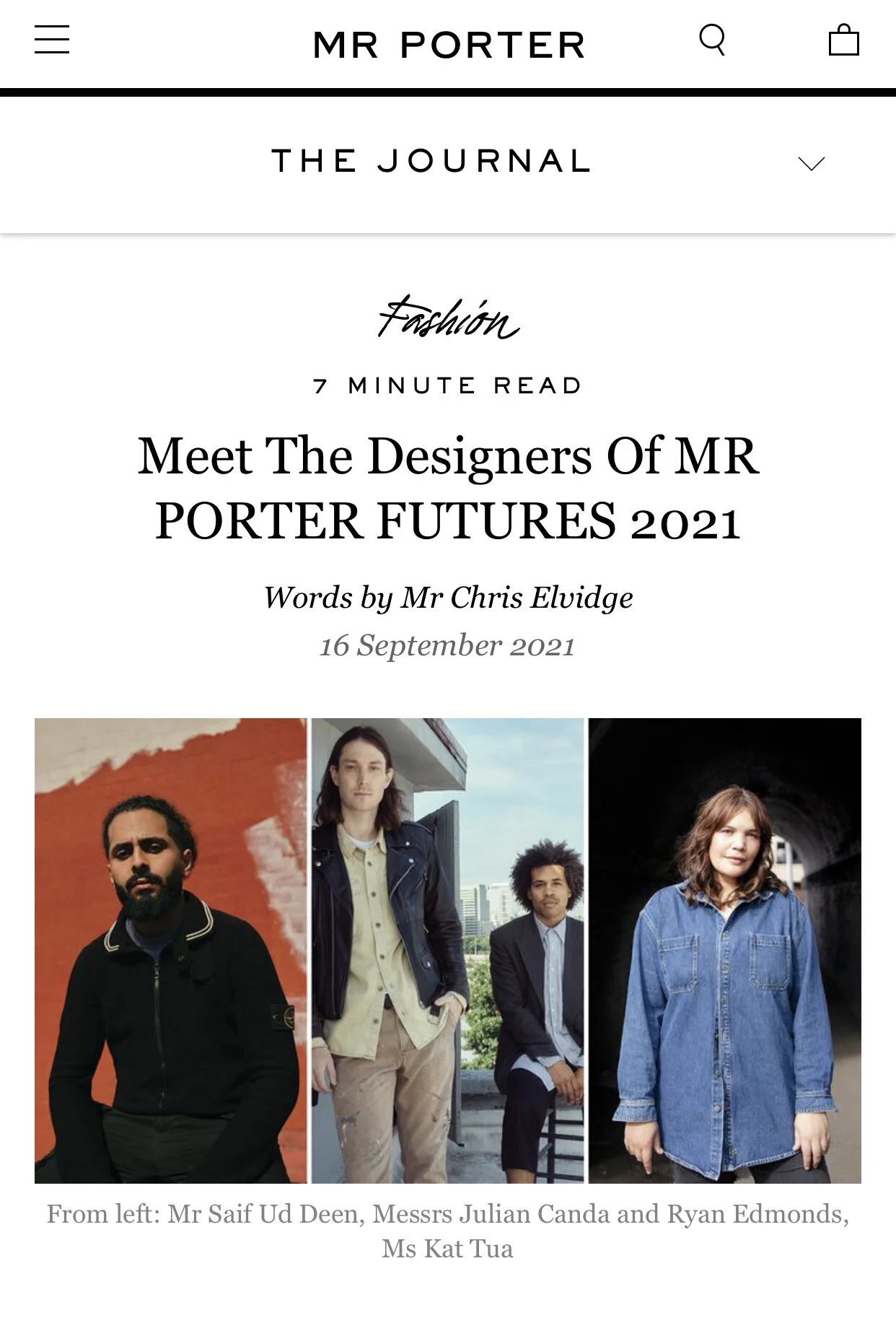 Meet The Designers Of MR PORTER FUTURES 2021