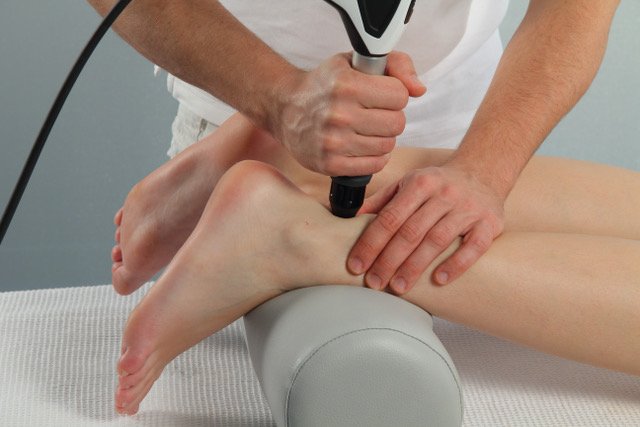 Shockwave Therapy being used to treat the ankle area