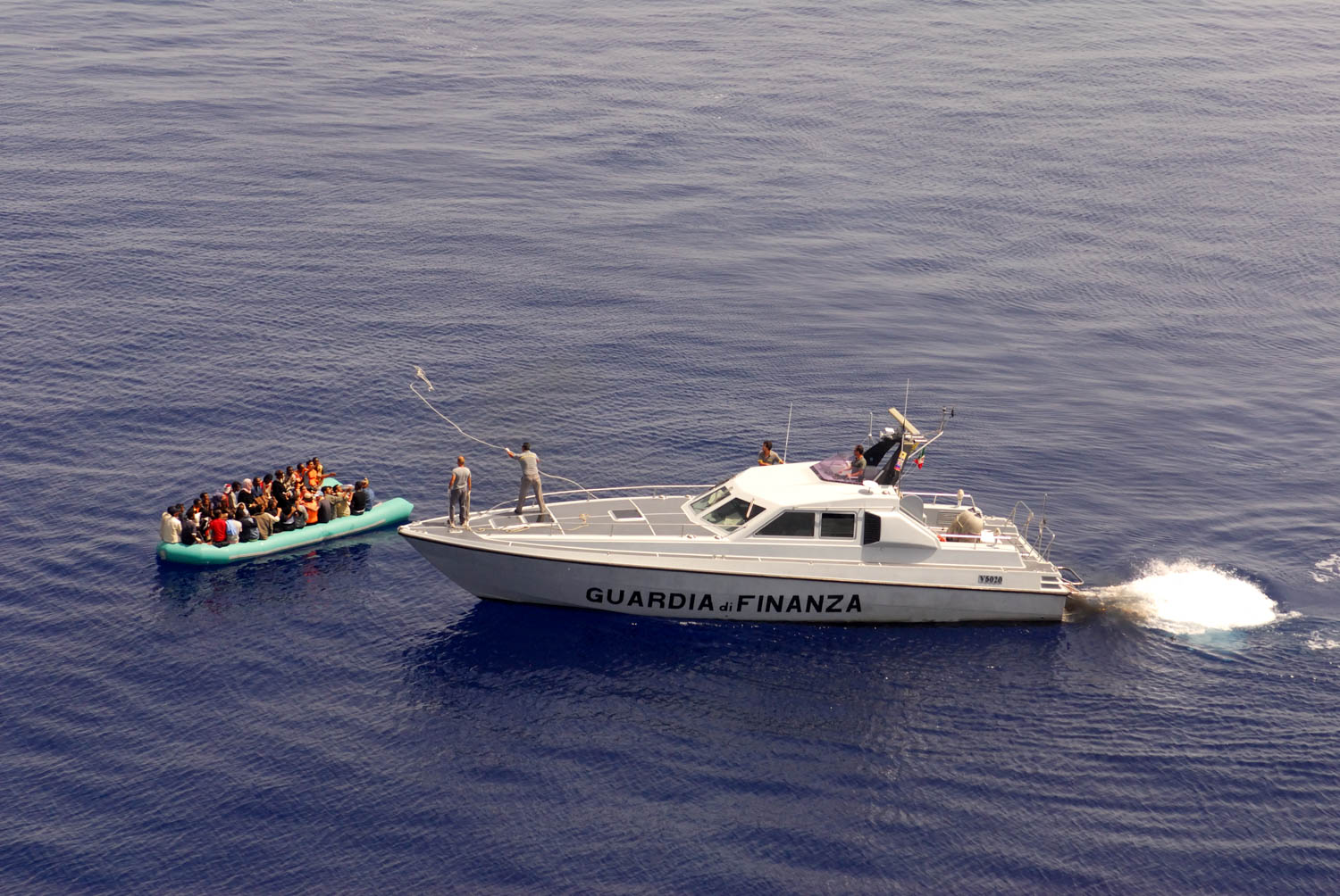 Sicily - Illegal Immigration - Rescue of Immigrants vessel