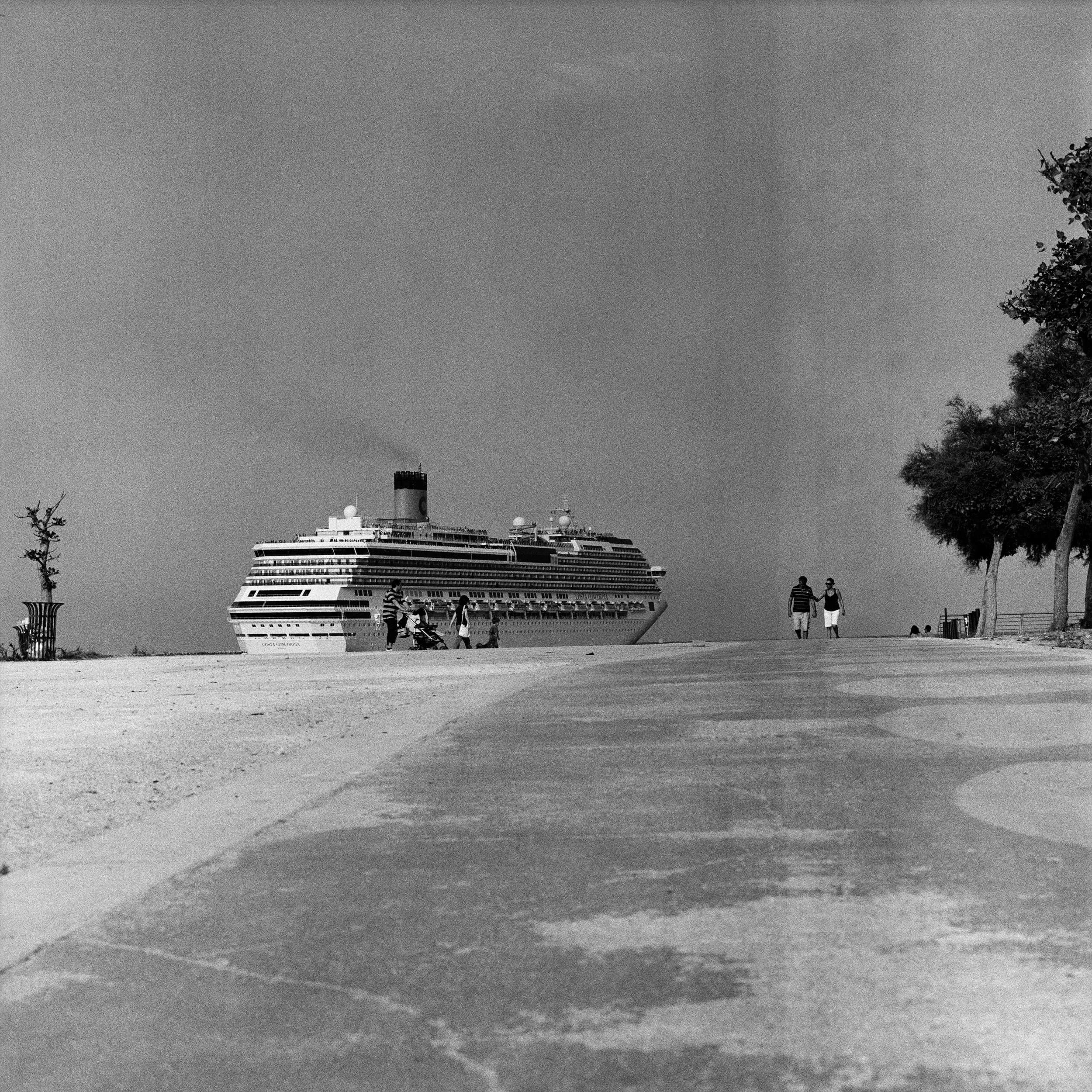  A Costa Crociere cruising ship departs Palermo's harbour. 