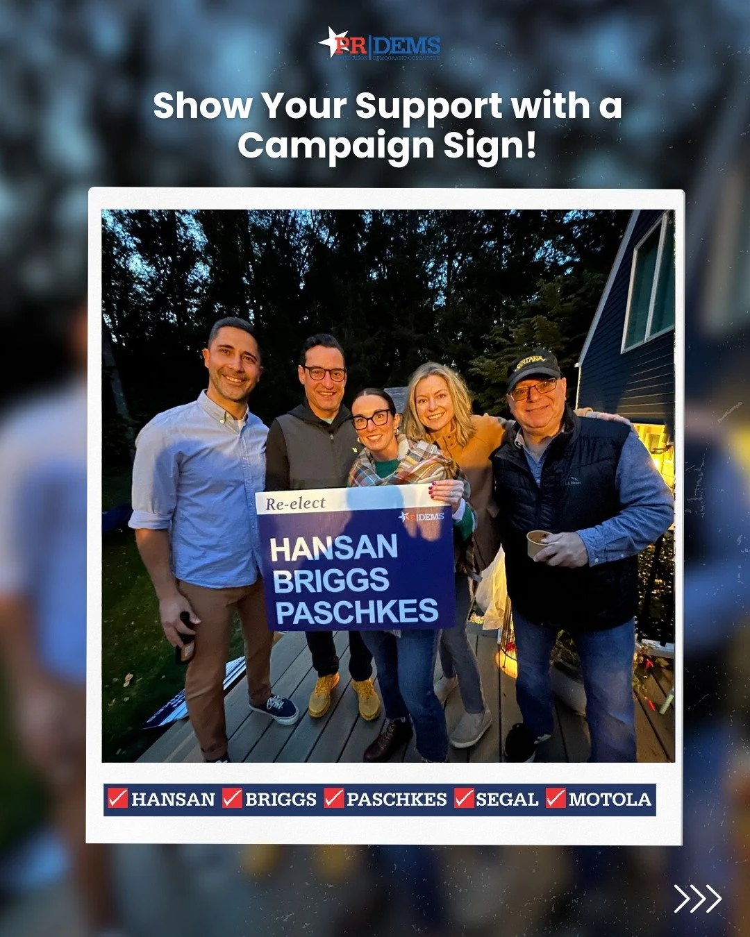 Show your support for our Democratic candidates Kevin Hansan, Diane Briggs, and Dan Paschkes.

Supporters across Pound Ridge are displaying campaign signs and helping spread the word ahead of Election Day.

Want one for your yard? 

Email prdems25@gm