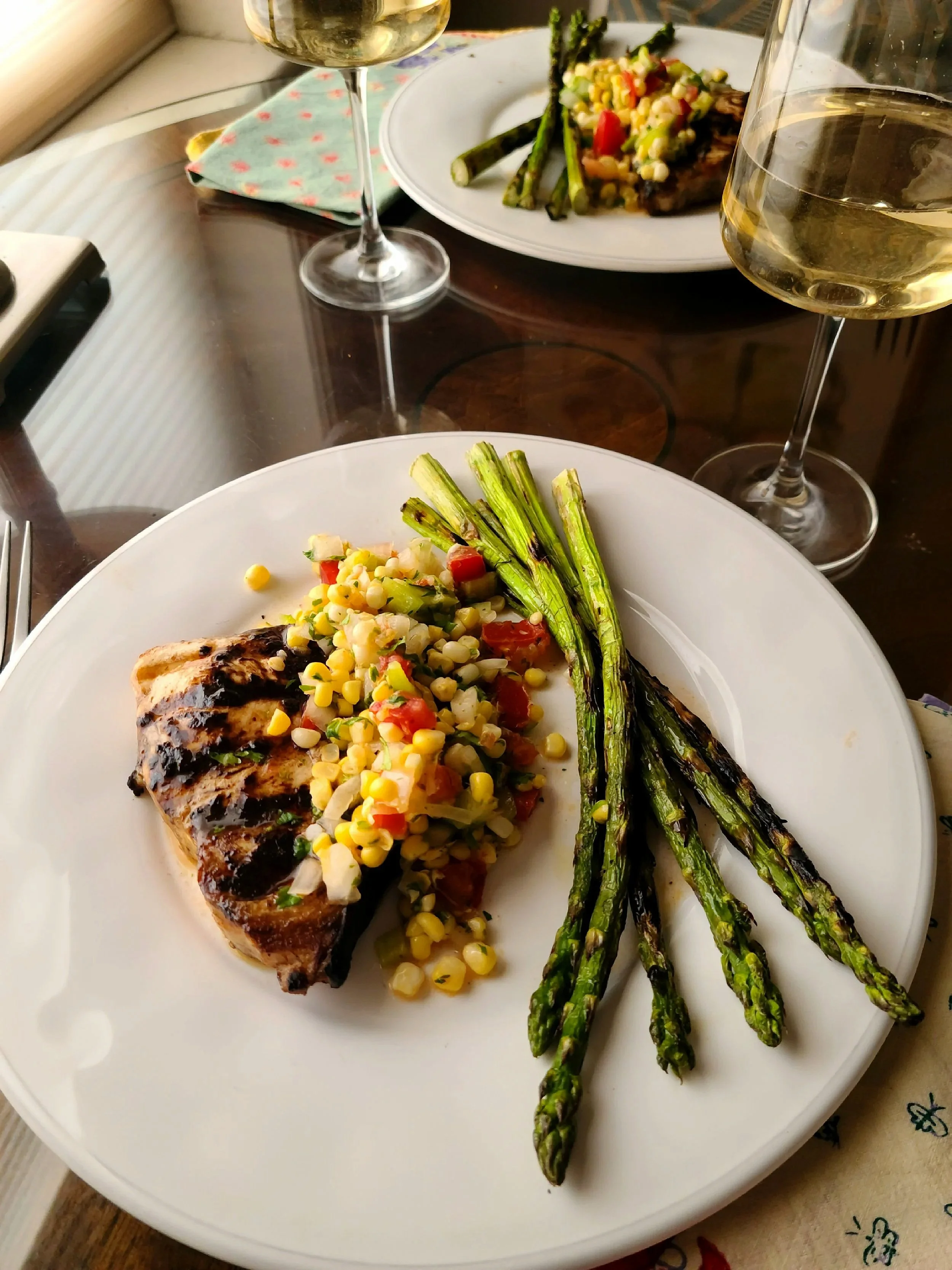 Grilled Swordfish with Black Garlic and Corn Salsa