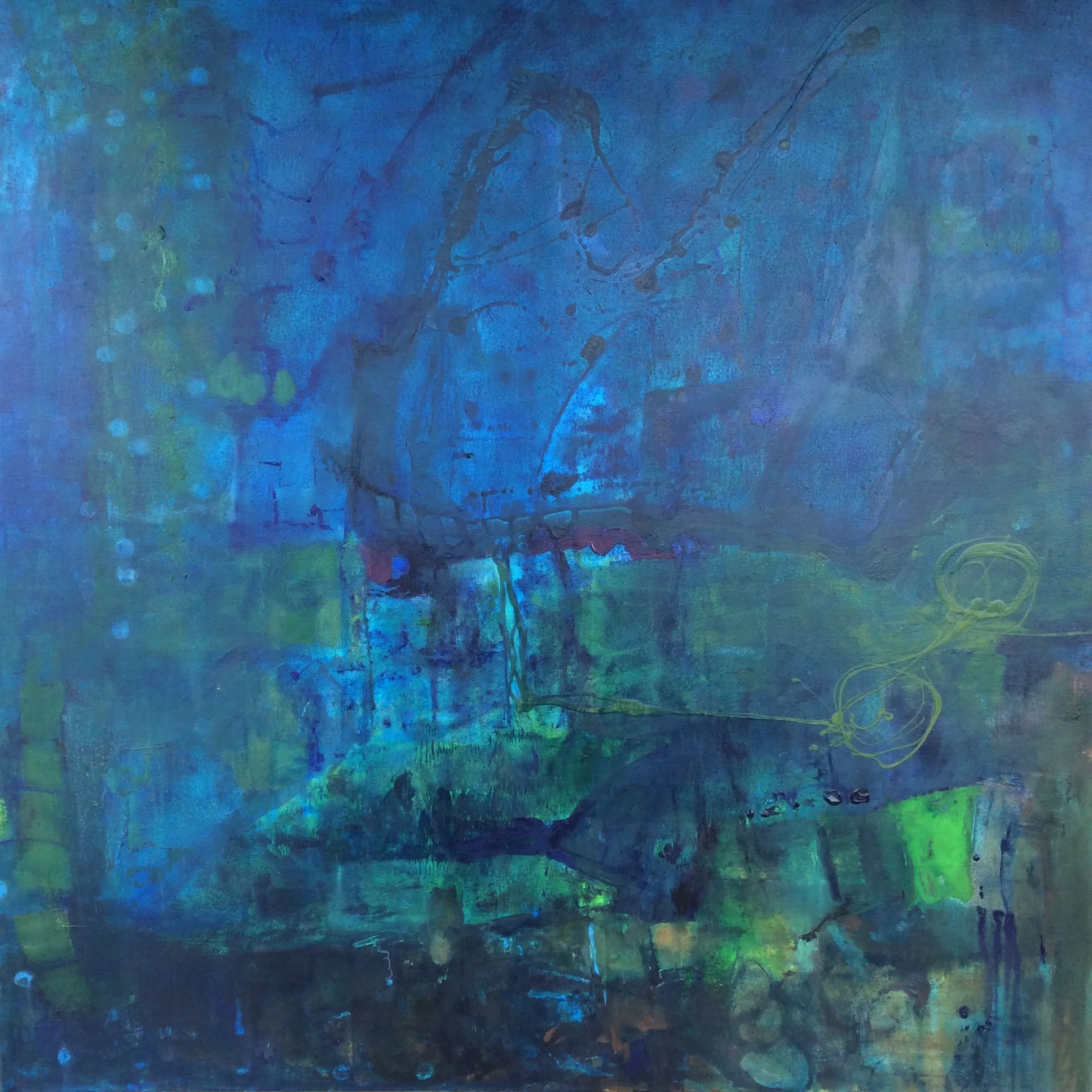 40x40 Acrylic & Ink Abstract by C. McLaughlin