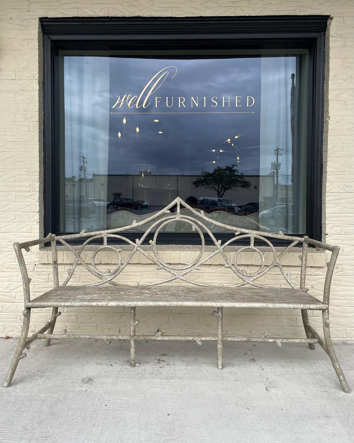 Newly arrived Faux Bois Bench to grace your porch, foyer or perhaps the foot of a king bed to add some organic, rusticated charm! $1495 68.5Wx21.25Dx38.25H