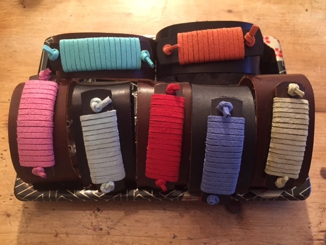 Hand crafted leather bracelets with suede accents