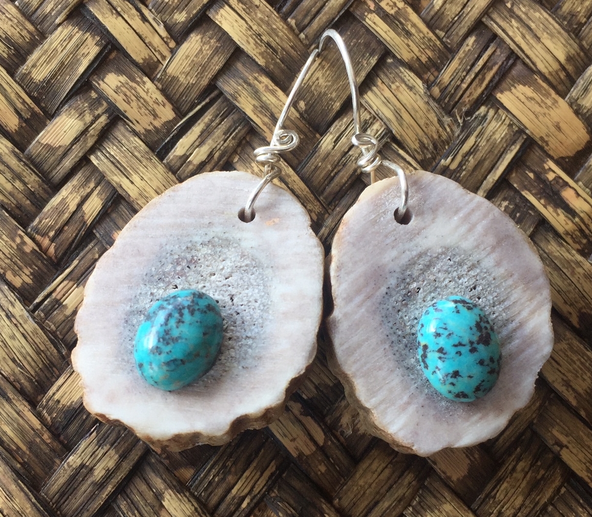 Antler earrings with Turquoise and Sterling accents