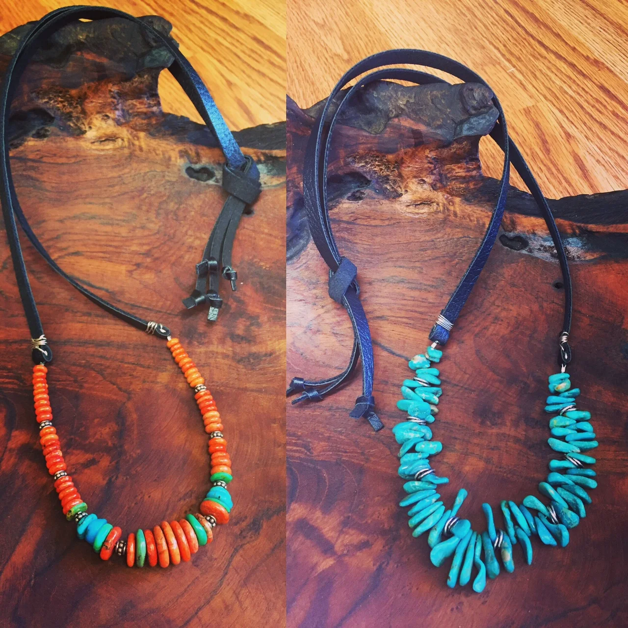 Adjustable leather necklaces