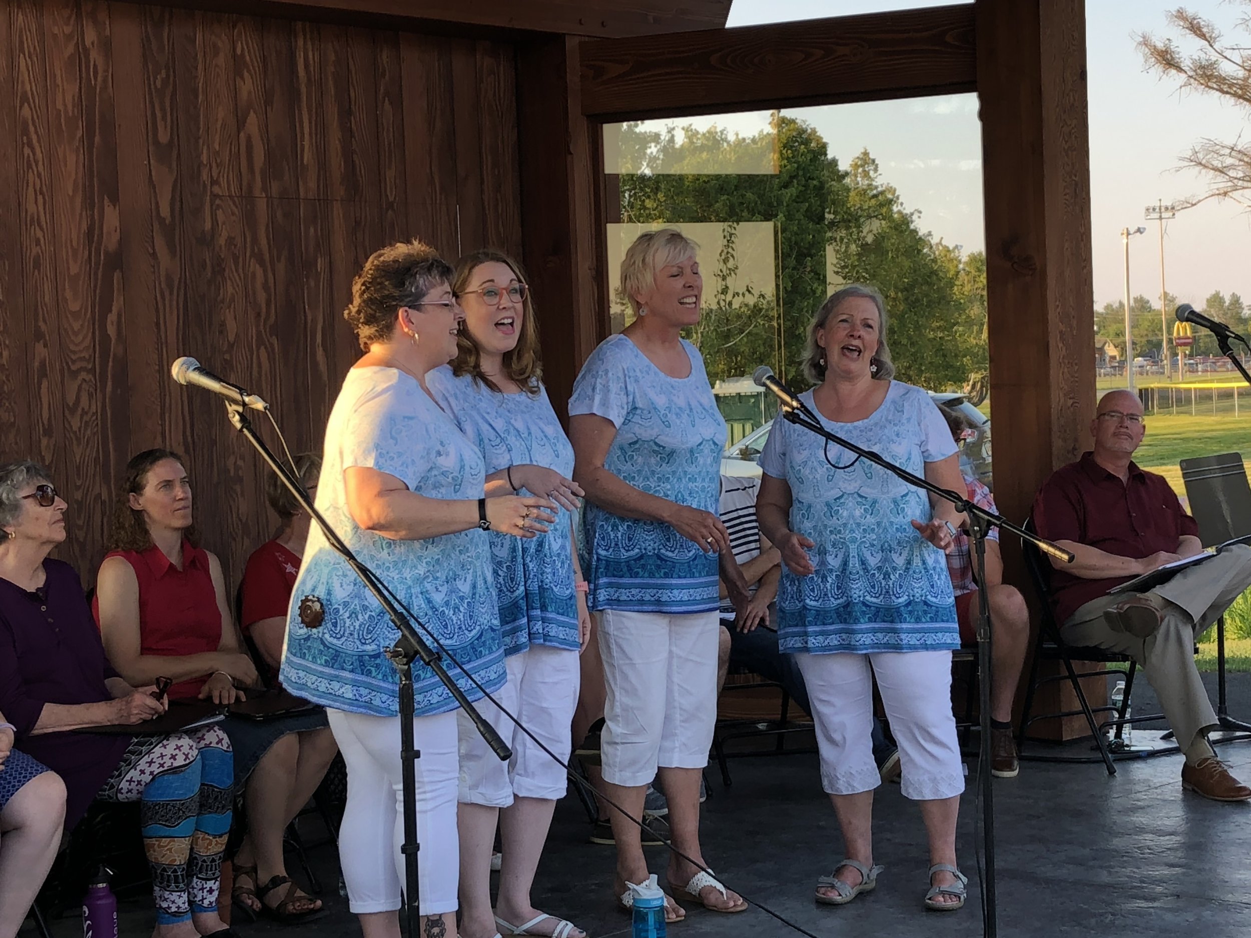   The second group to perform there as part of Tupper Arts' Summer Sunset Series was put together by Tupper Arts mainstays Liz and George Cordes and their associates in High Peaks Opera, past and present members of the local Red and Black Players, an
