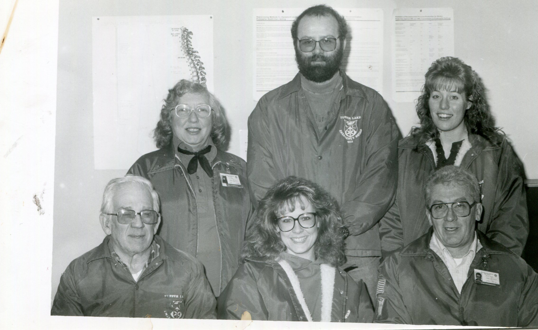   This 1992-era photo by Kathleen Bigrow shows some of the rescue squad's active volunteers at the time: front row from left- Maurice Corrow, Judy Duval and Ben Morin. In back from left were Ann LaVoy, Brian Dukette and Kim Mace.  