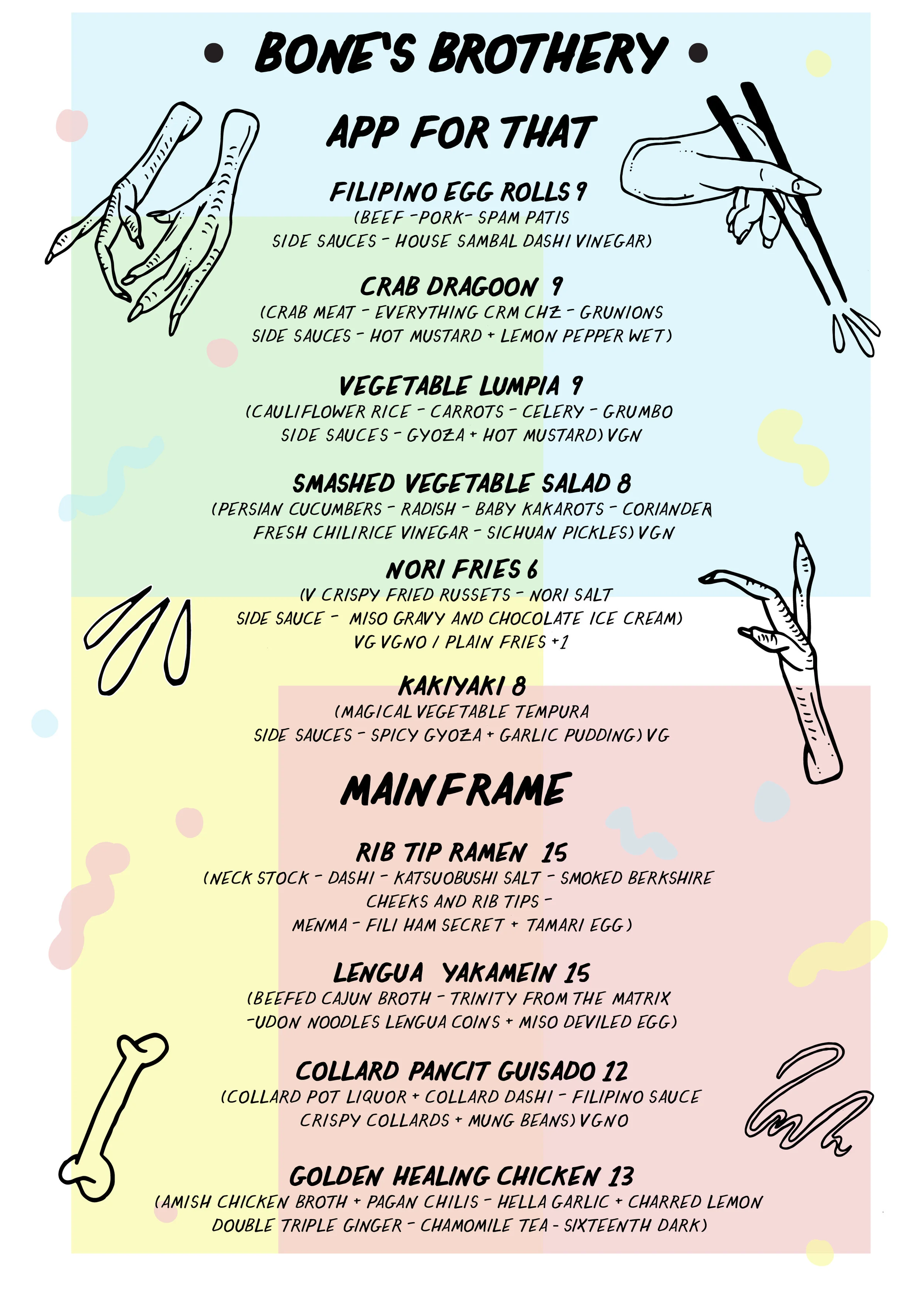 Bone's Brothery Menu