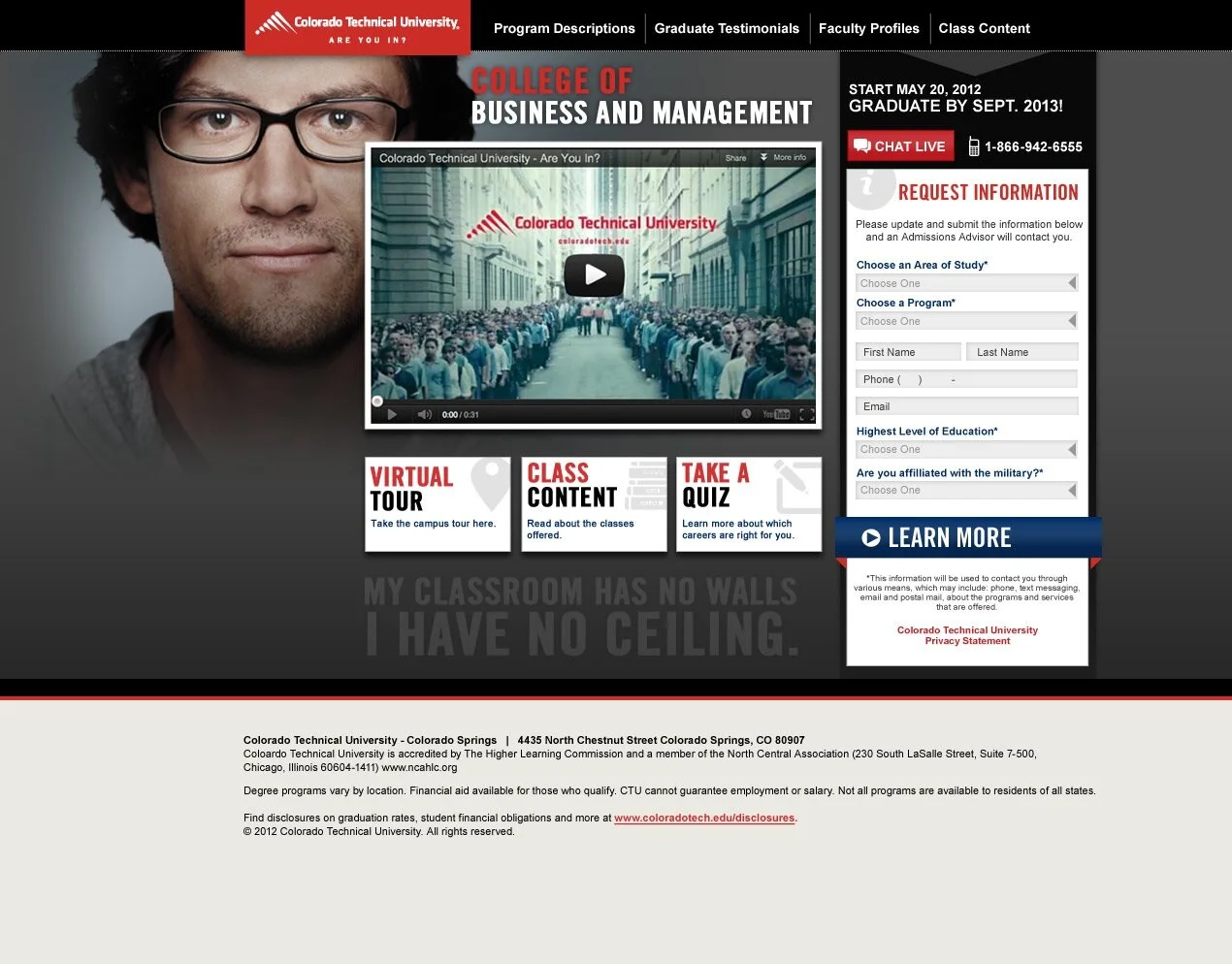 Colorado Tech University Lading Page