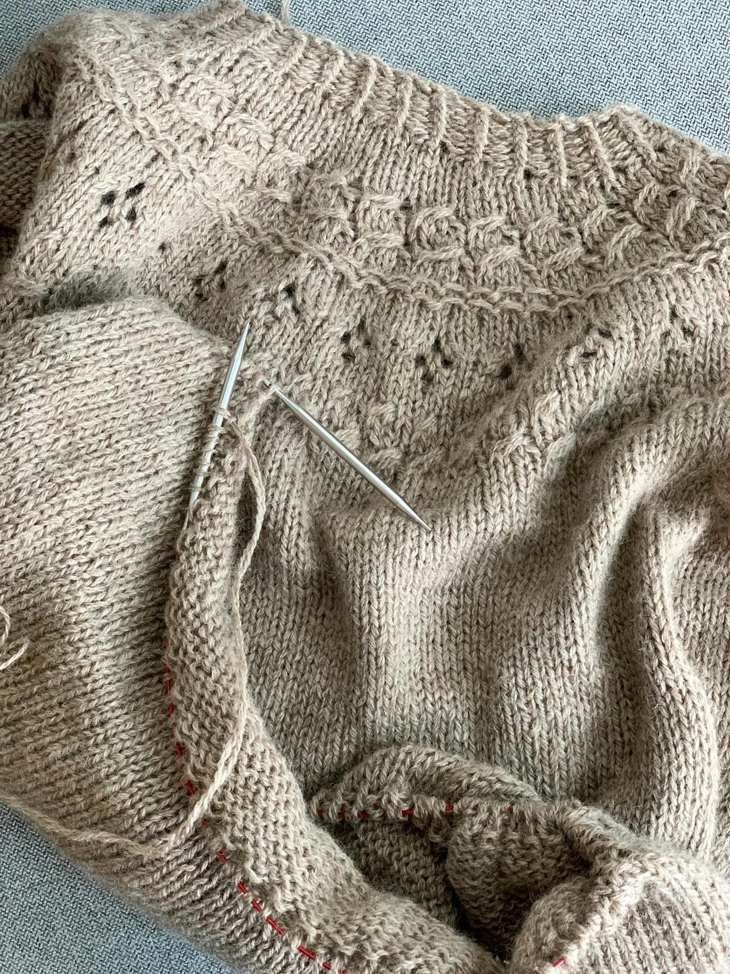 Spending some time knitting a sweater this afternoon. I was so happy to find some local Nova Scotia Shetland wool to use for this project and I love how it&rsquo;s coming together!