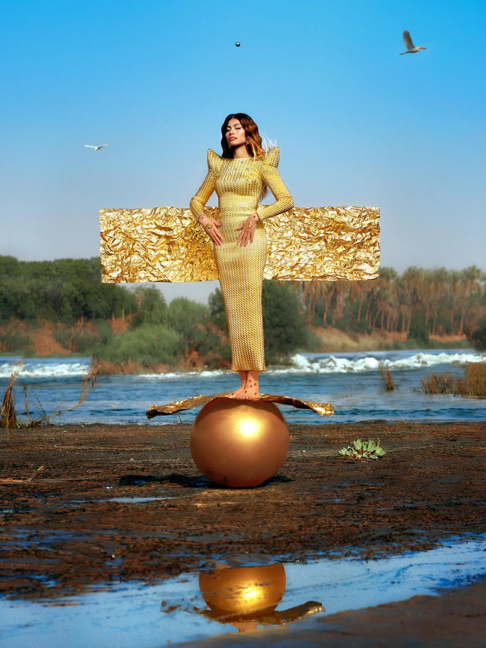 New album cover for @chirinelajmi taken in the middle of the Nile river; Al Qanater, Egypt 2026 

Photography &amp; Creative Direction: @bassam_allam
Styling: @ahmedwsorour
Hair &amp; Makeup: @agneshkah
Production: @bassam_allam
Production Assistant: