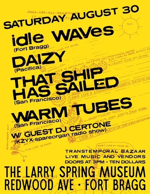 Live alt rock, vintage and art vendors and grub