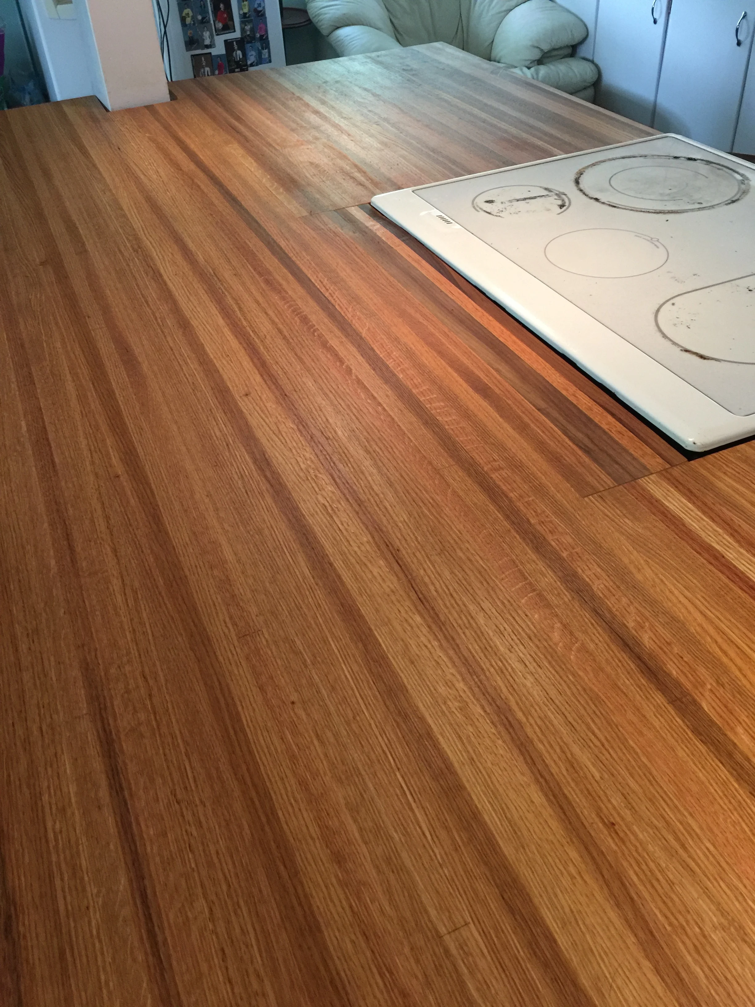 This butcher block countertop my spouse made for me.