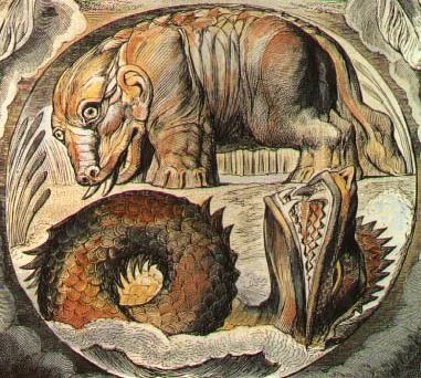 Behemoth and Leviathan, by William Blake (died in 1827)