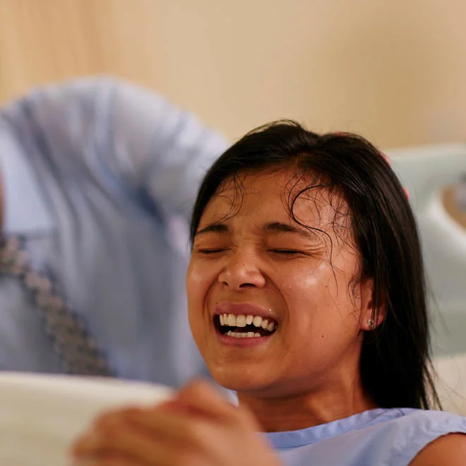 Woman in labor.