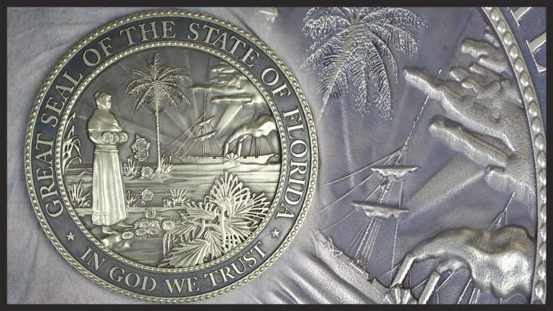 Full 3D Brass Metal Coated HDU Seal for the State of Florida