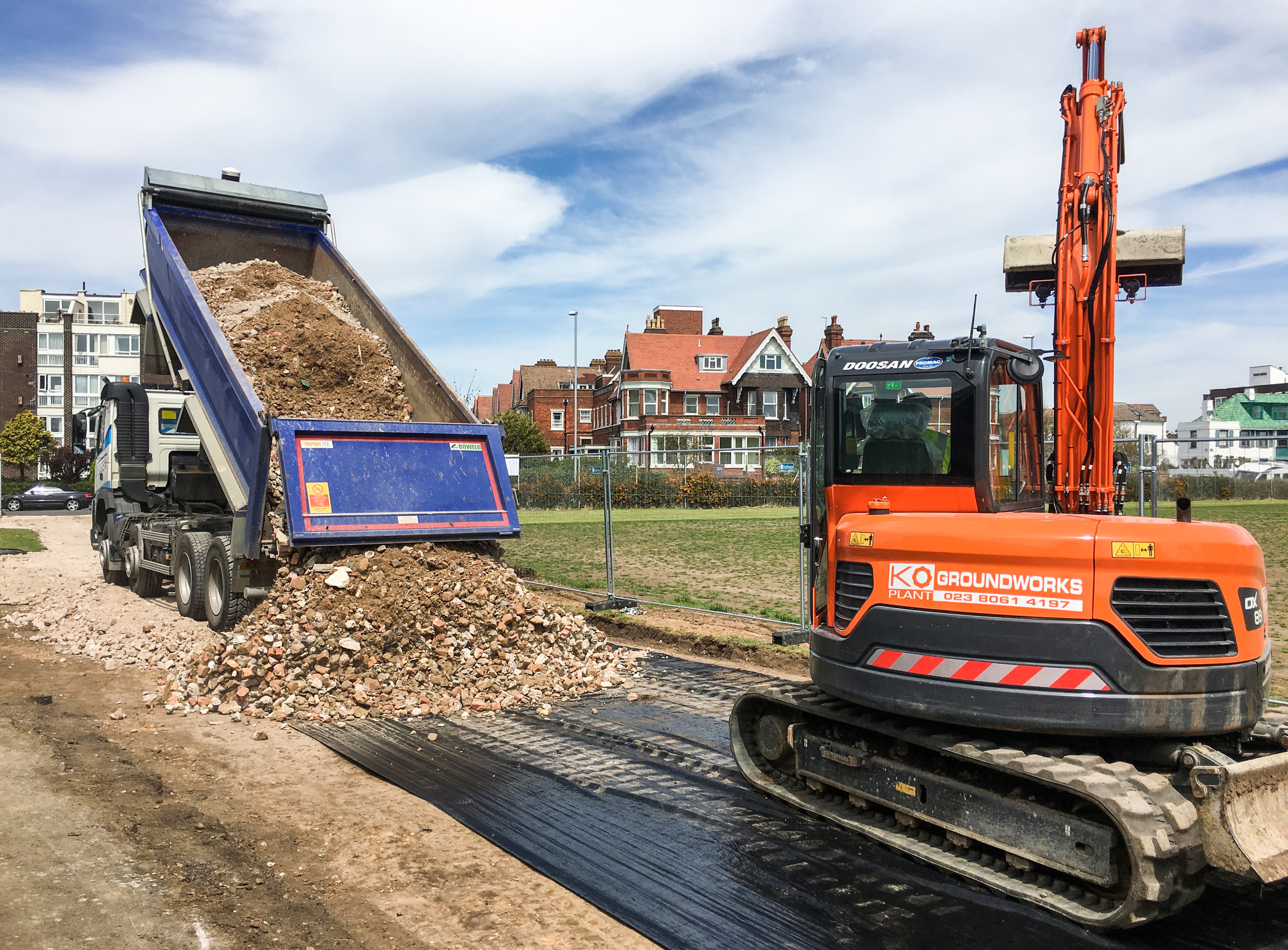 Installing the haul road and crane pad 