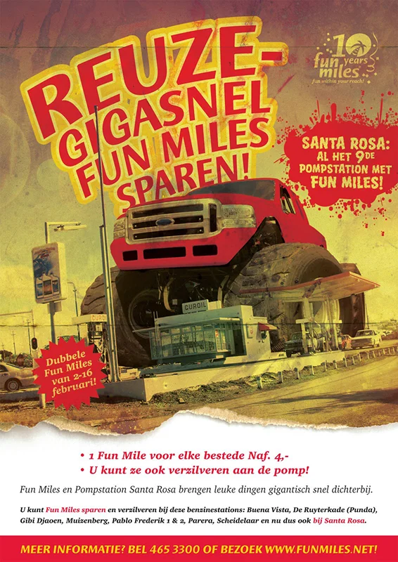 Poster for Fun Miles new partner: a gas station