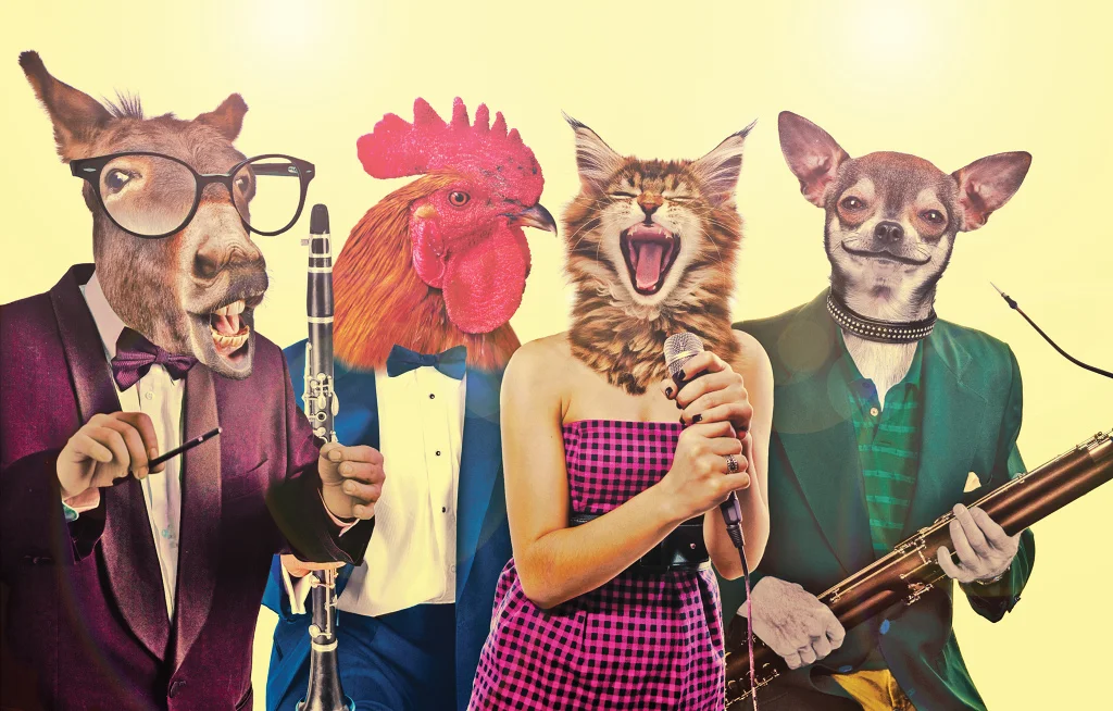 Illustration for Curacaosche Kunstkring's play 'De Bremer Stadsmuzikanten'