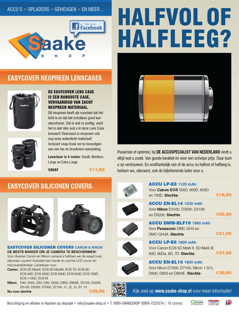 Ad for Dutch online camera accessoires store Saake-shop.nl