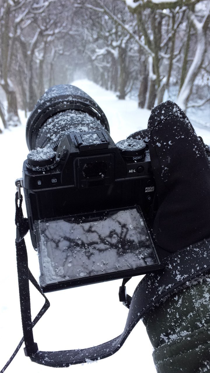 My Fujifilm X-T1 in a blizzard. 