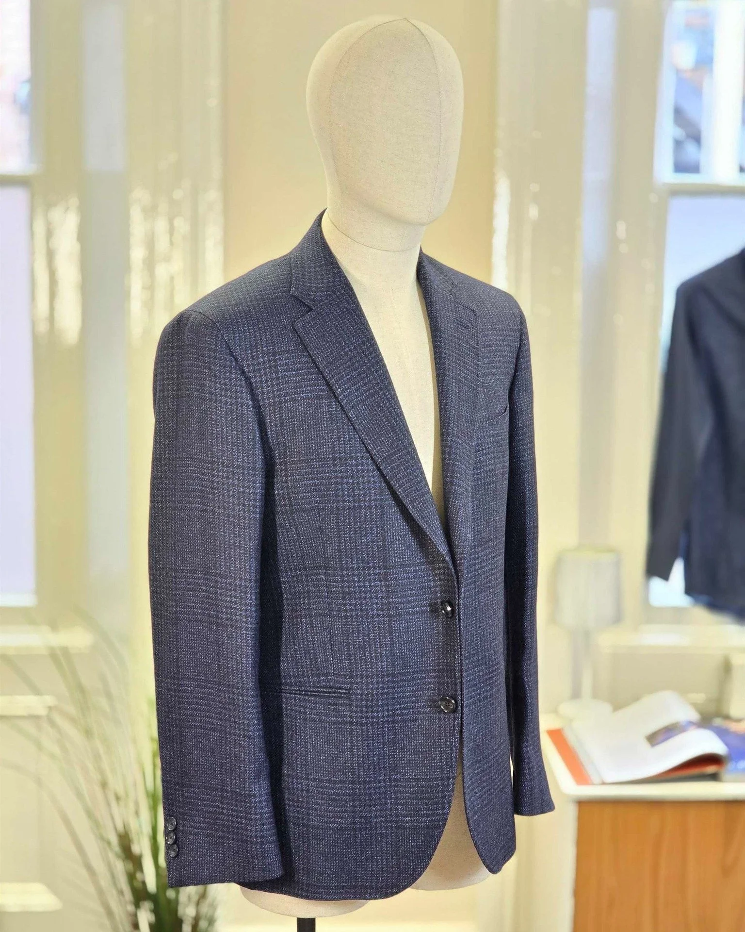 Navy is a phenomenally versatile colour, you just have to be mindful of how and where you use it.
We worked with Lee to make sure his garments fit effortlessly into his wardrobe. 
Jacket cloth is - @dugdalebrosandco