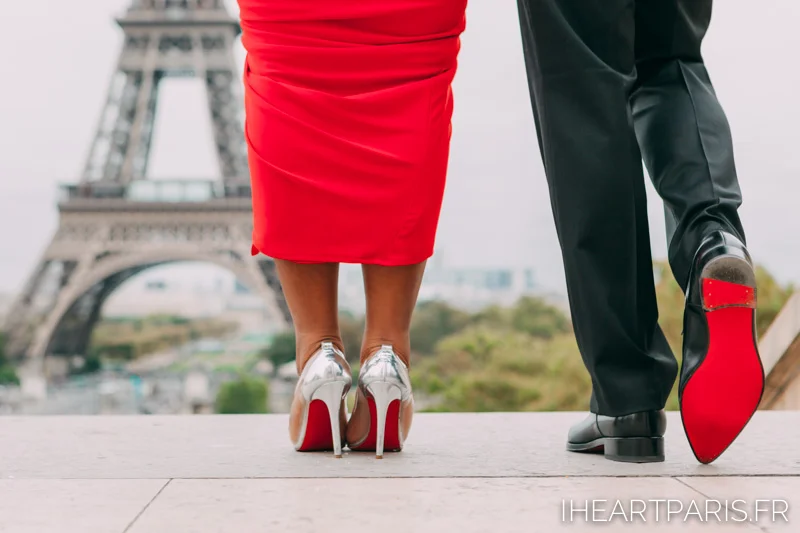 Couple Eiffel Tower Trocadero I heart Paris Louboutin