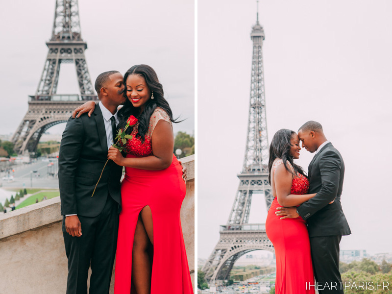 Couple Eiffel Tower Trocadero I heart Paris