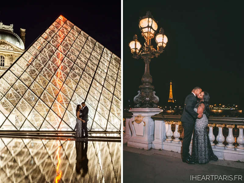 Couple Louvre Alexander3 Night I heart Paris
